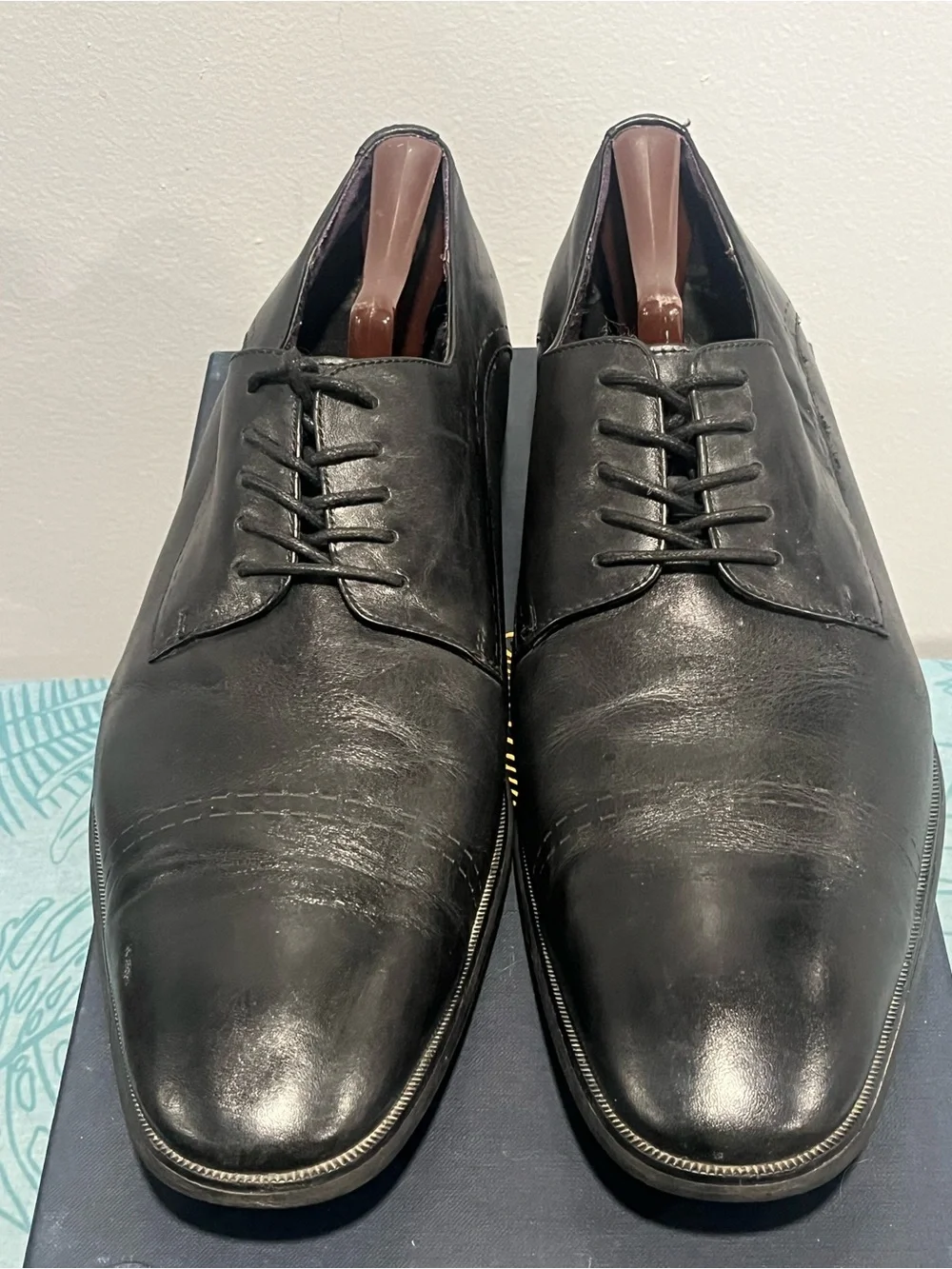 Bar III Black Leather Derby Shoes